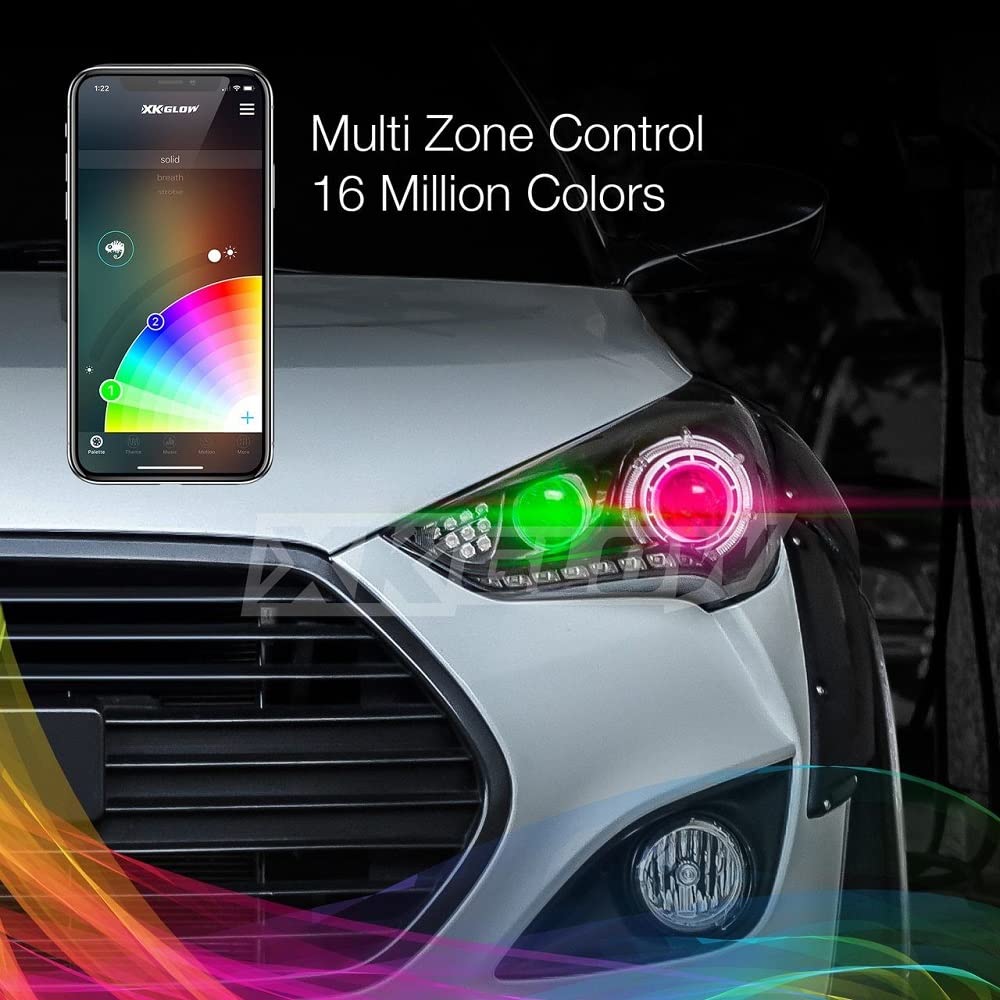 2in1 LED Fog light Bulb Kit - XKchrome Smartphone App-enabled Bluetooth RGB Devil Eye + H4 / 9003 HB2