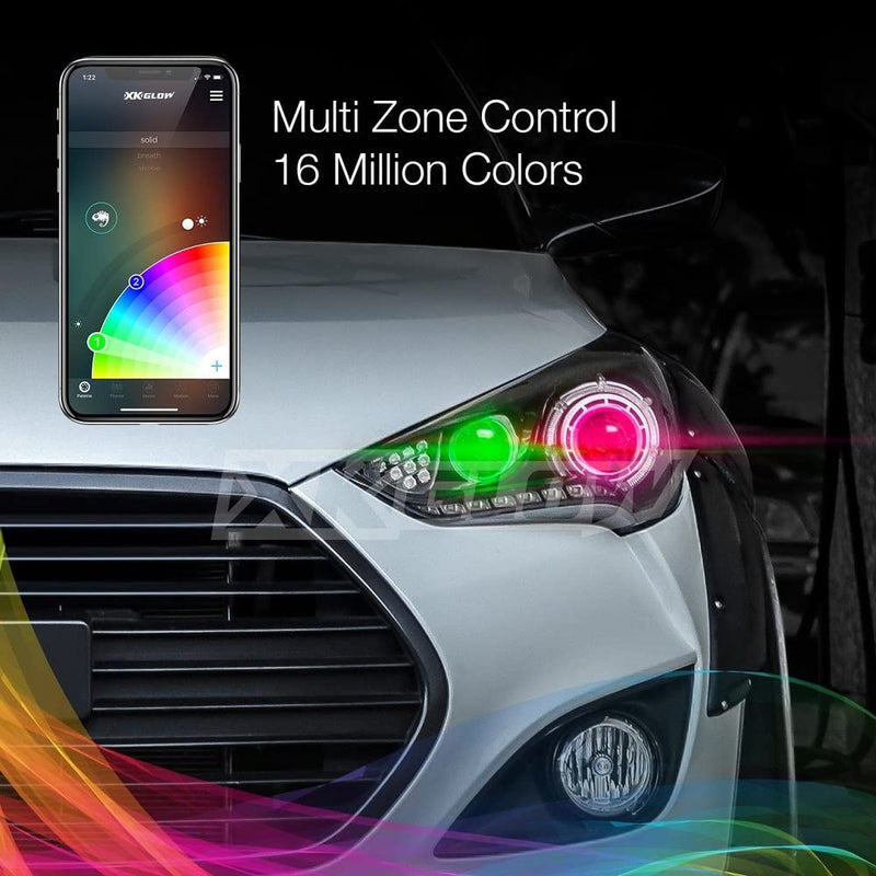 2in1 LED Fog light Bulb Kit - XKchrome Smartphone App-enabled Bluetooth RGB Devil Eye + H4 / 9003 HB2