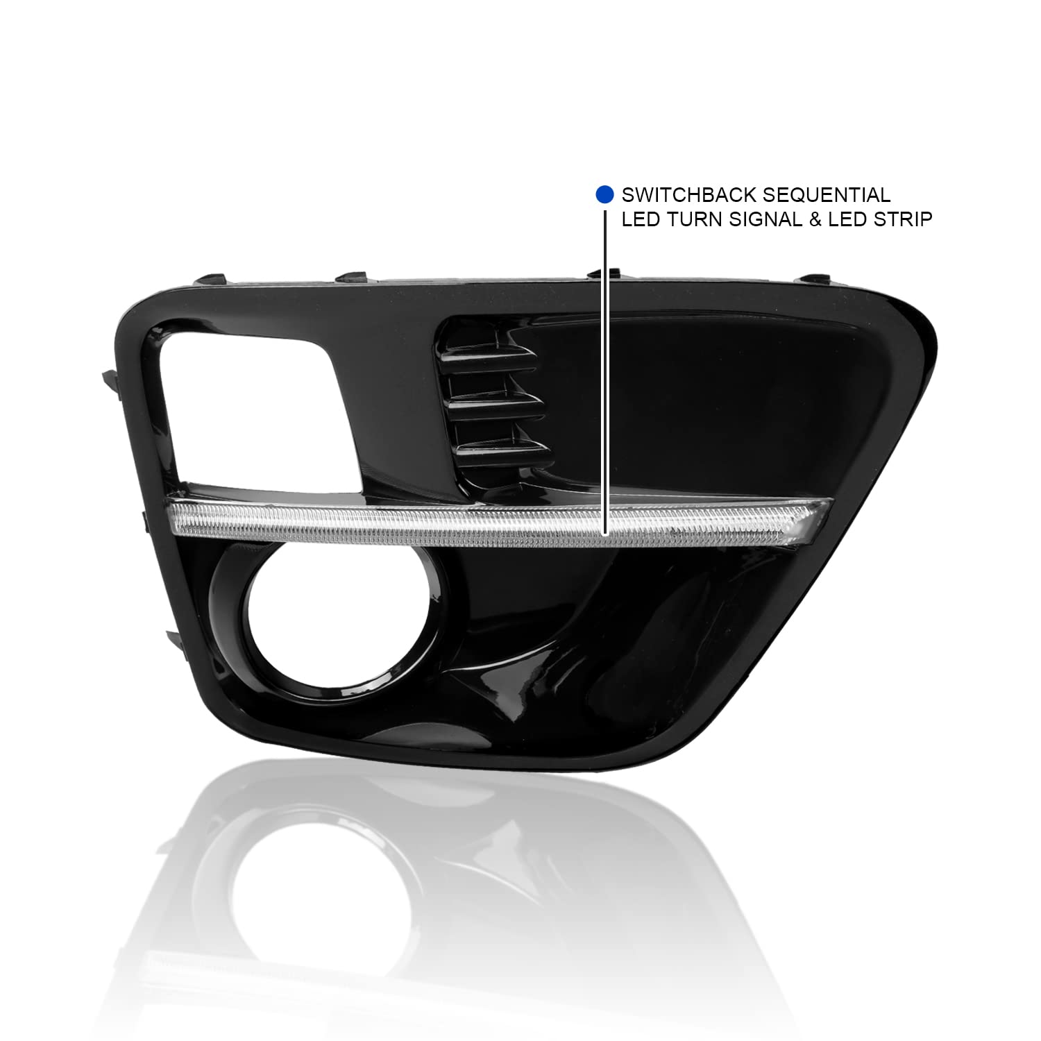 Fog Light Covers Spec-D Tuning Bezel w/Switchback Sequential LED DRL Compatible with Subaru WRX STI 2015-2017