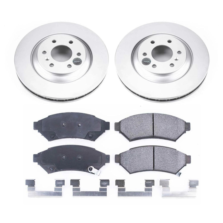 Power Stop Front Coated Brake Rotors and Z17 Ceramic Brake Pads Kit CRK6802 For Mobility Ventures MV-1 2014-2017, VPG MV-1 2011-2012 [Model Specific]