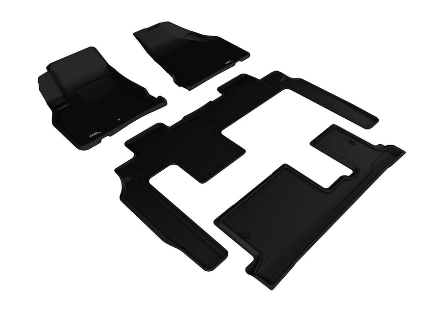 3D MAXpider Kagu Custom Fit Floor Mat (Black) Compatible with Chevrolet Traverse (2nd Row Bench Seat) 2009-2017 - Full Set