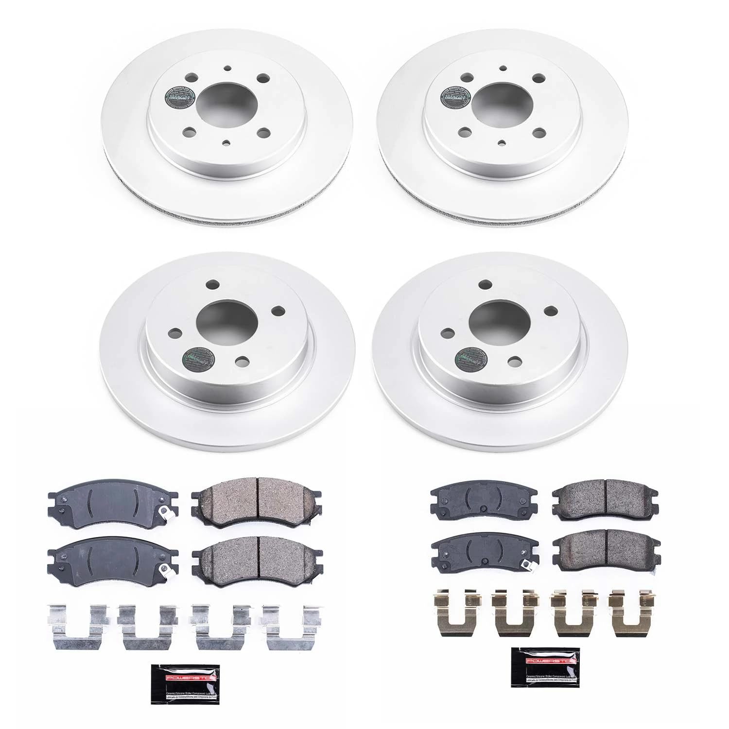 Power Stop Front and Rear CRK7630 Coated Brake Rotors and Z17 Ceramic Brake Pads Kit