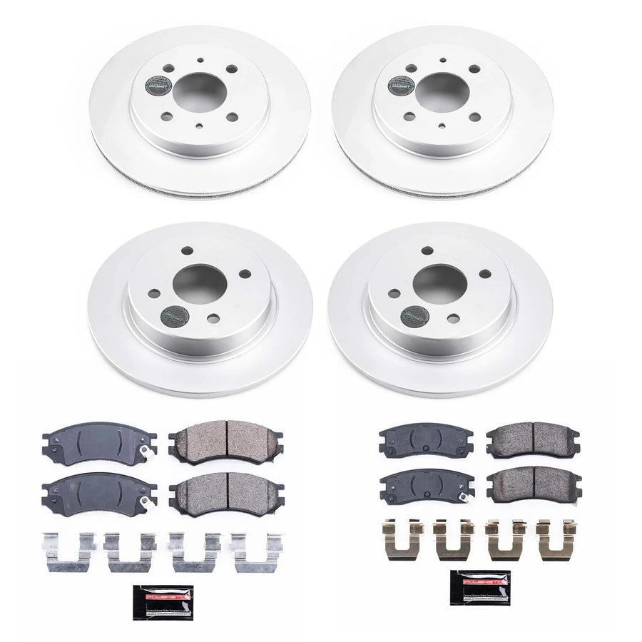 Power Stop Front and Rear CRK7630 Coated Brake Rotors and Z17 Ceramic Brake Pads Kit