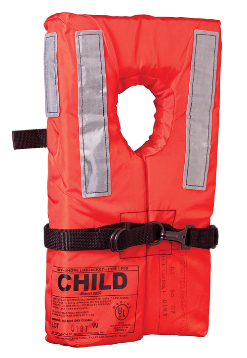 Kent Type I Collar Style Commercial Life Jacket, Child 50-90 Pounds, Orange