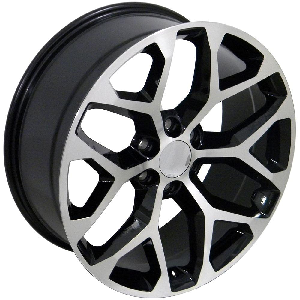 20 Inch OE Wheels CV98B Rim Fits Silverado 1500 Snowflake Style 6x139.7 20x9 Gloss Black Machined - Hollander 5668 (1)