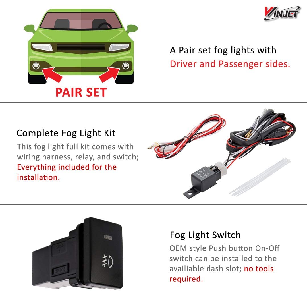 Fog Lights Winjet Compatible With 2006-2008 Honda Civic | Polycarbonate Resin Yellow With Wiring Kit Foglight Foglamp Lamps Halogen | 2007