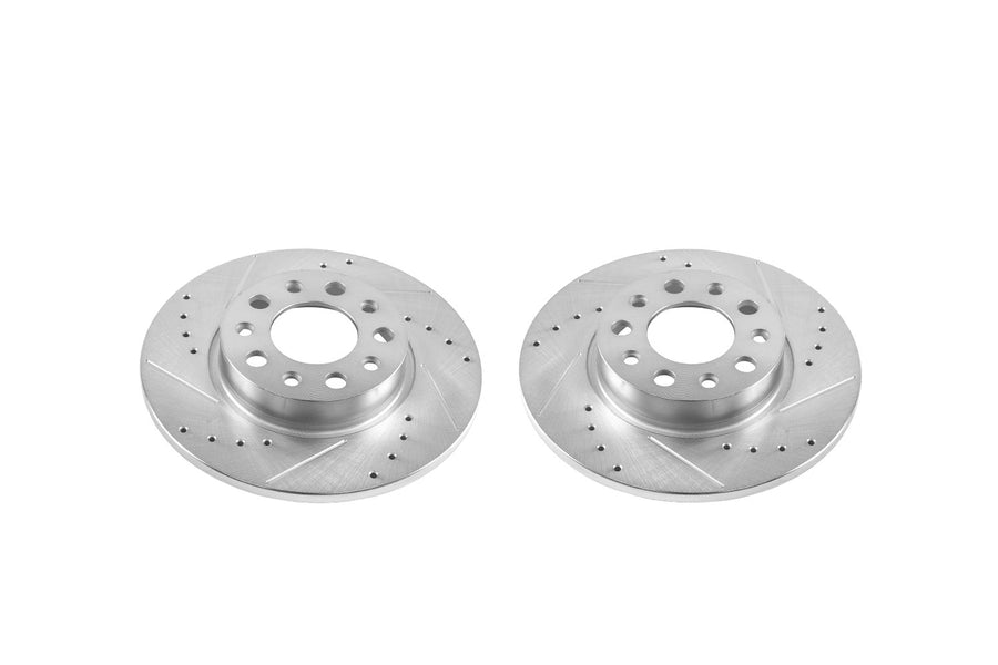Power Stop AR83097XPR Evolution Rear Drilled and Slotted Rotor Pair For Fiat 500X 2016-2023, Jeep Compass 2017-2023, Jeep Renegade 2015-2023 [Model Specific]