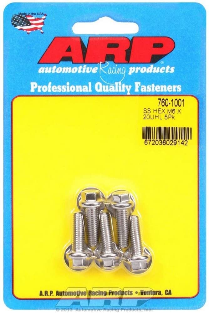 760-1001 Autoracing Products S/S Bolt Kit - 6pt. (5) 6mm x 1.00 x 20mm