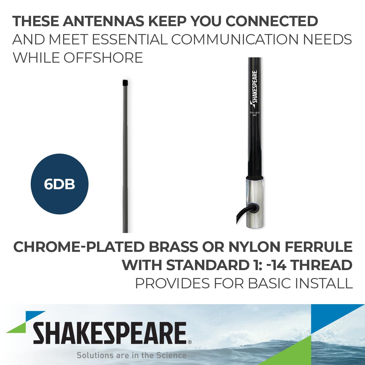 Shakespeare 5101 VHF 8' Black Antenna Classic w/15' RG-58 Cable