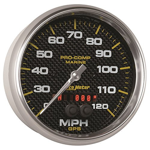Speedometer AutoMeter Gauge, 5", 120Mph, GPS, Marine Carbon Fiber (200646-40)