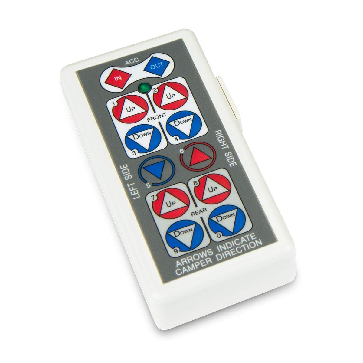 HappiJac Wireless Remote Controller Replacement Truck Camper Jack, Up-Down, Right-Left, in-Out Buttons, Directional Motor Control Pad, Requires 2 AA Batteries - 183070