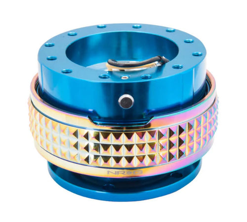 NRG Innovations Gen 2.1 NRG-SRK-210BL-MC Steering Wheel Quick Release Adapter Kit, 6x70 and 6x74mm Bolt Patterns, Blue Body/Neochrome Pyramid Ring