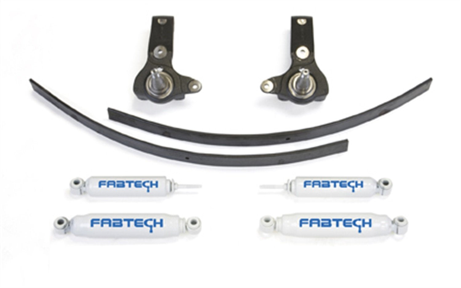 Fabtech K7014 Lift System Spindle w/Performance Shocks 3 in. Lift Incl. Front And Rear Shocks Rear Add-A-Leaf Kit All Required Hardware Spindle Lift System