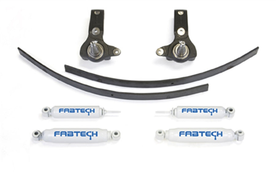 Fabtech K7014 Lift System Spindle w/Performance Shocks 3 in. Lift Incl. Front And Rear Shocks Rear Add-A-Leaf Kit All Required Hardware Spindle Lift System