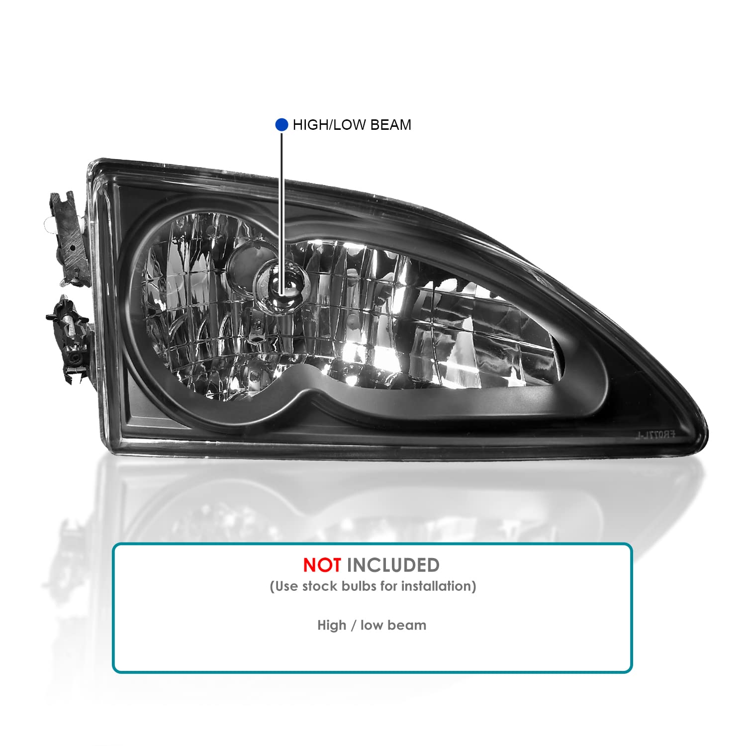 Black Housing SPEC-D TUNING Clear Lens Headlights + Corner Lights Compatible with 1994-1998 Ford Mustang L+R Pair Head Light Lamp Assembly