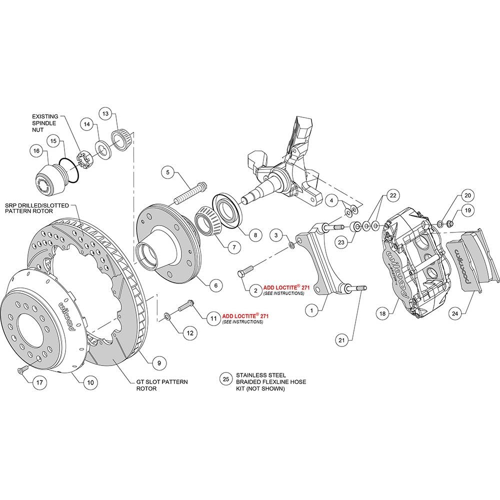 Front Hub Kit FNSL6R, 14.00", Drilled