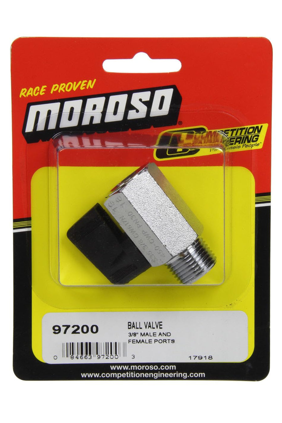 Universal Moroso Ball Drain Valve, 3/8" NPT Male x 3/8" NPT Female, Silver