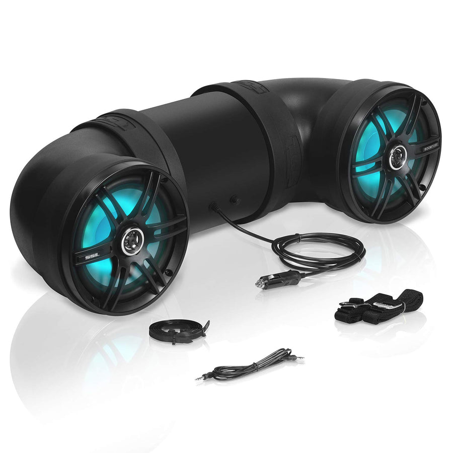 Soundstorm 8 Inch BTB8L 700W Bluetooth Amplified Marine Powersports UTV ATV Tube Speaker System with LED Lights, Black
