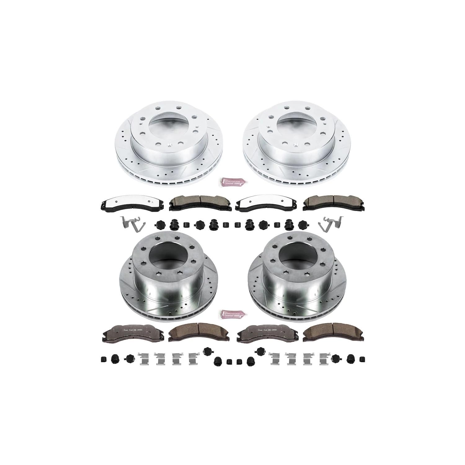 Power Stop K6260-36 Z36 Truck & Tow Front and Rear Brake Kit, Carbon Fiber Ceramic Brake Pads and Drilled/Slotted Brake Rotors
