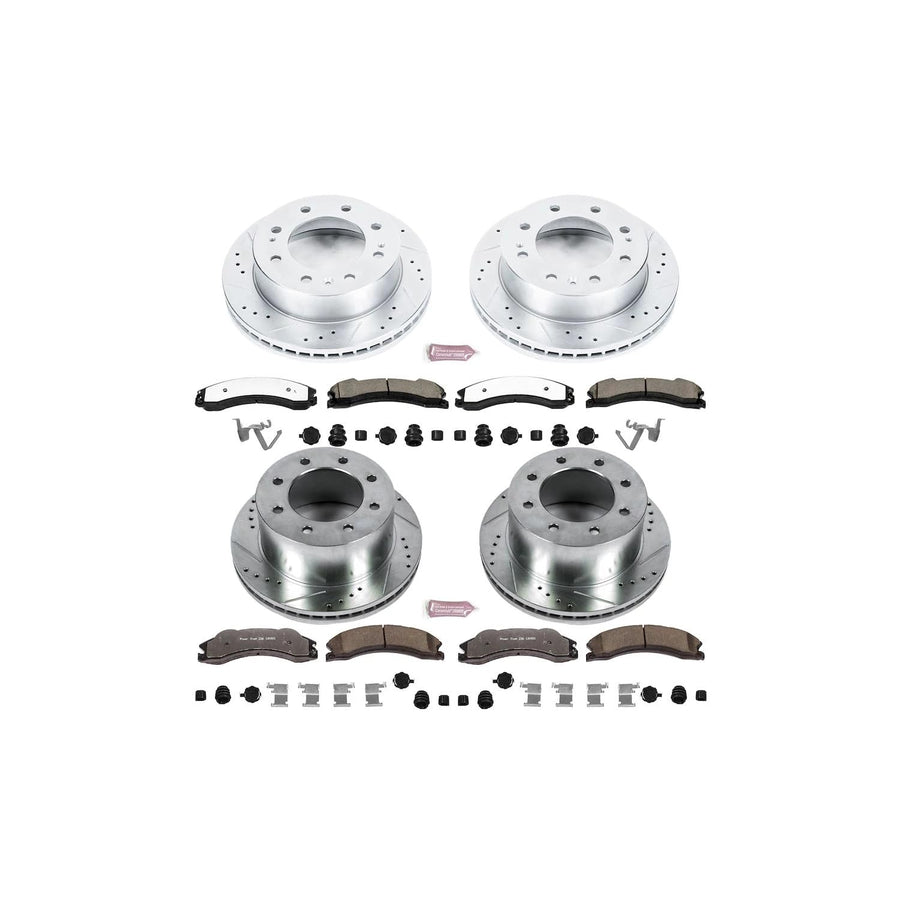 Power Stop K6260-36 Z36 Truck & Tow Front and Rear Brake Kit, Carbon Fiber Ceramic Brake Pads and Drilled/Slotted Brake Rotors