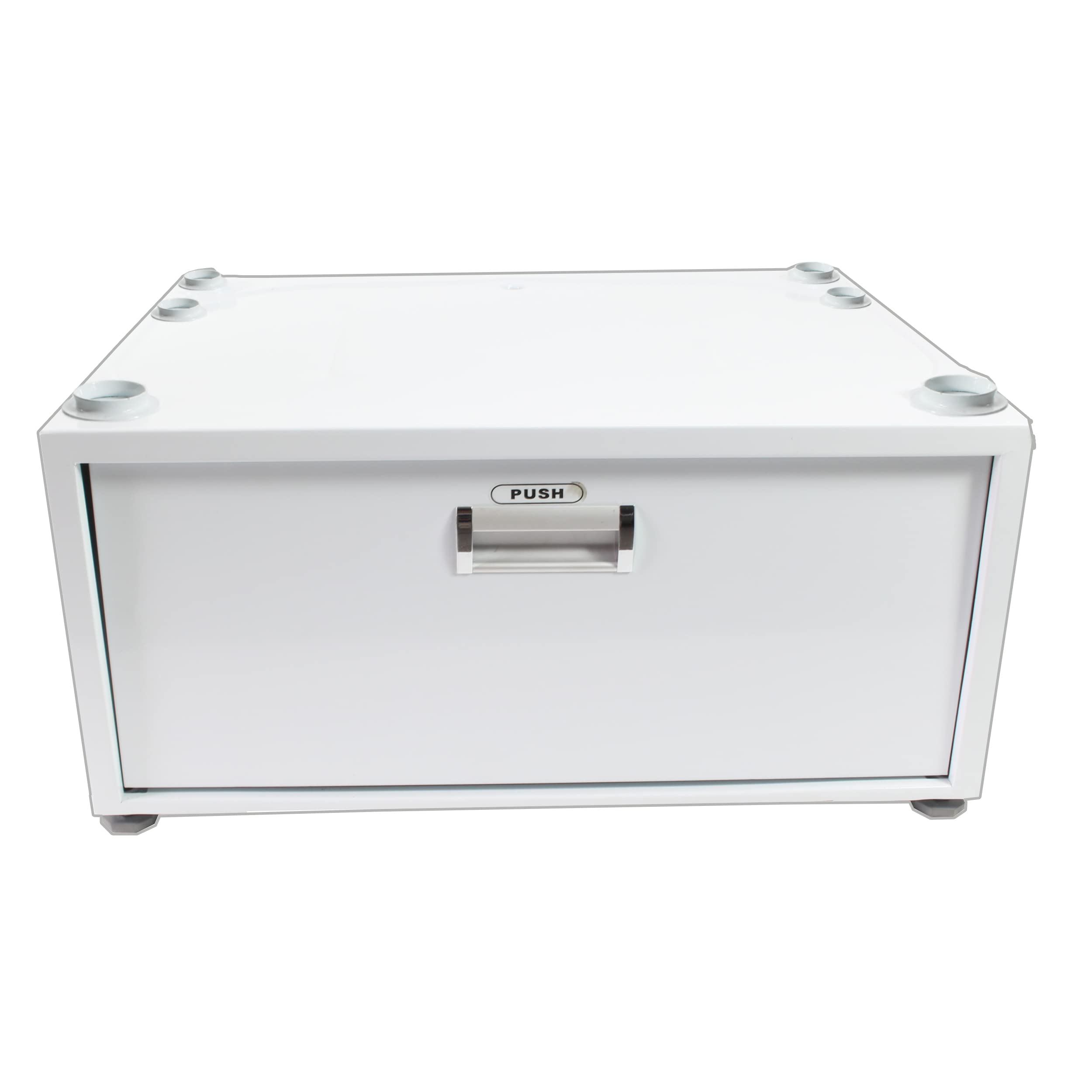 24in Equator Laundry Pedestal 11in tall + Rollout Storage Drawer Adjustable feet (White)