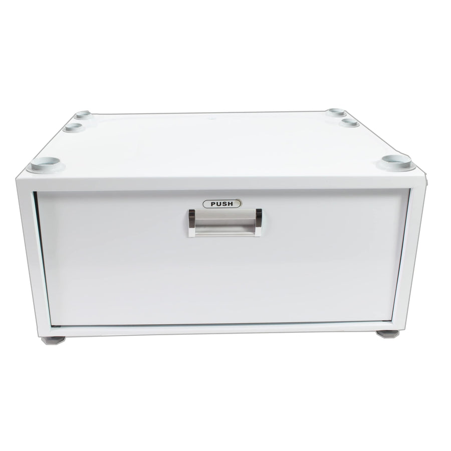 24in Equator Laundry Pedestal 11in tall + Rollout Storage Drawer Adjustable feet (White)