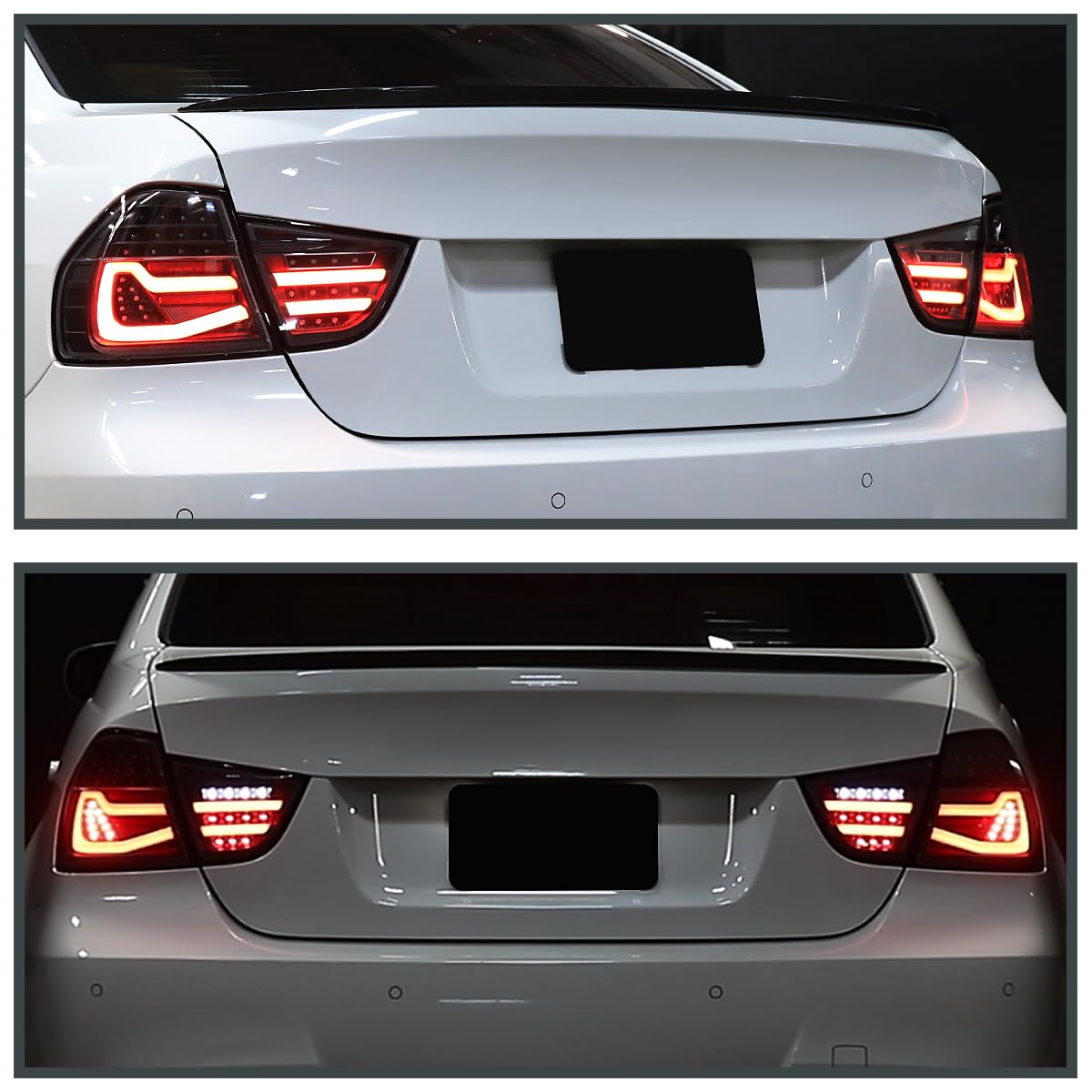 Full LED Black Tail Lights SPEC-D TUNING w/Fiber Optic Parking Light S and trip and Sequential Turn Signals Compatible with 2009-2011 BMW E90 3-Series