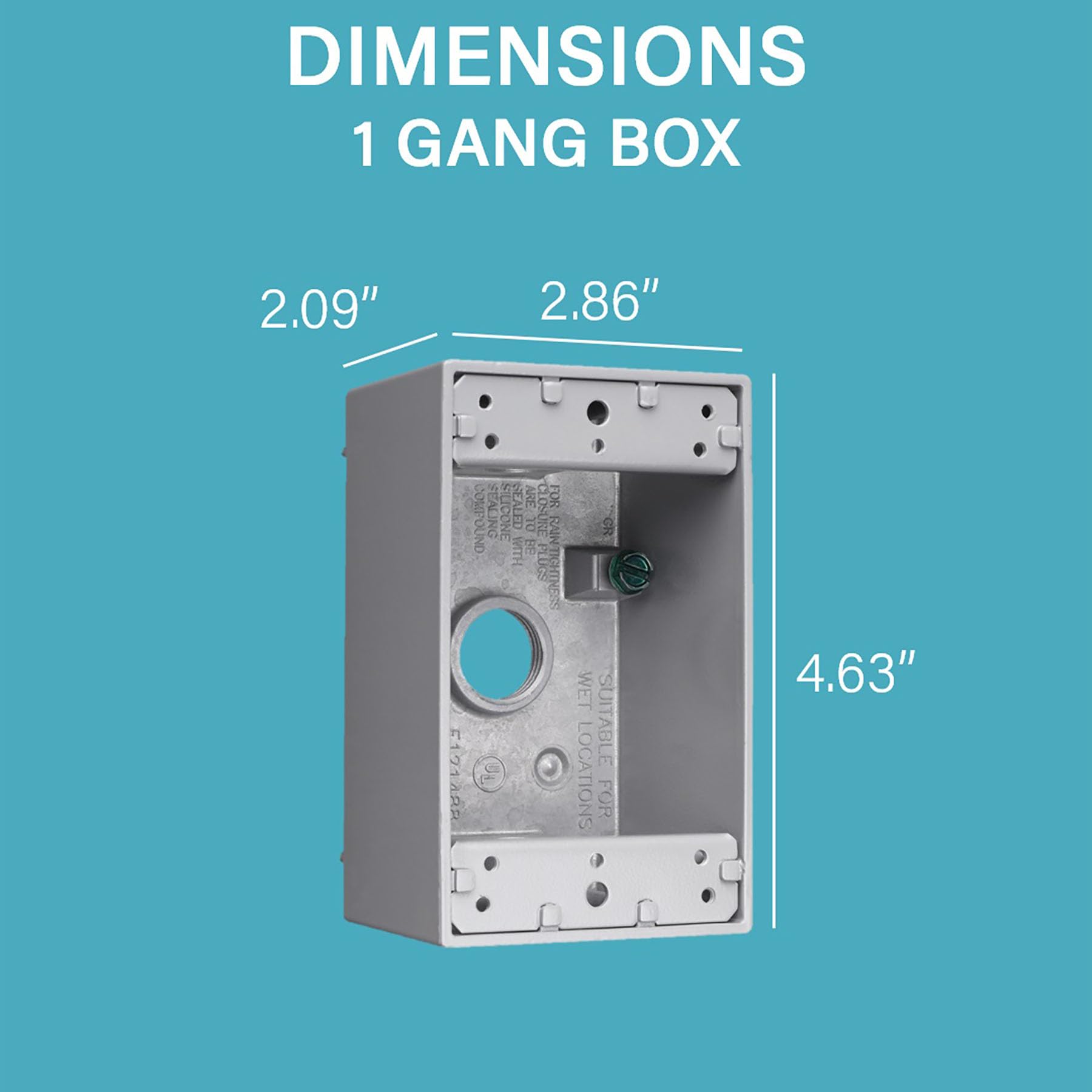 Legrand Pass & Seymour Outdoor Box WPB23 Weatherproof, 1 Gang, 3 Hole 1/2", 18.5 Cubic Inch, Gray (1 Count)