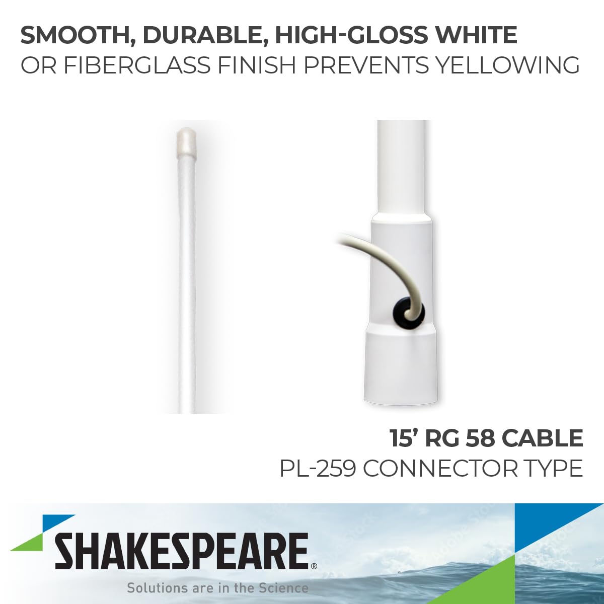 White Shakespeare 5206-N 8' Marine Antenna