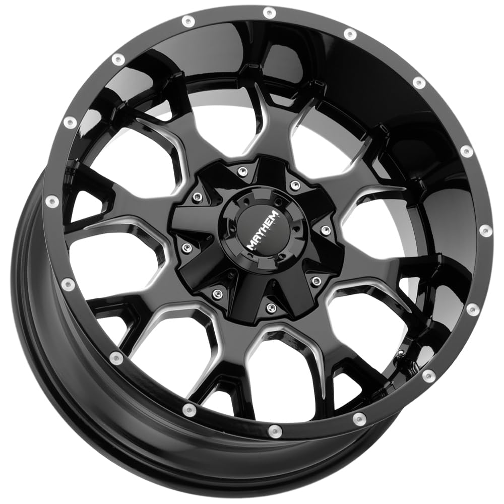 Warrior Mayhem 8015 Gloss Black/Milled Wheel (17 x 9. inches /8 x 170 mm, -12 mm Offset)