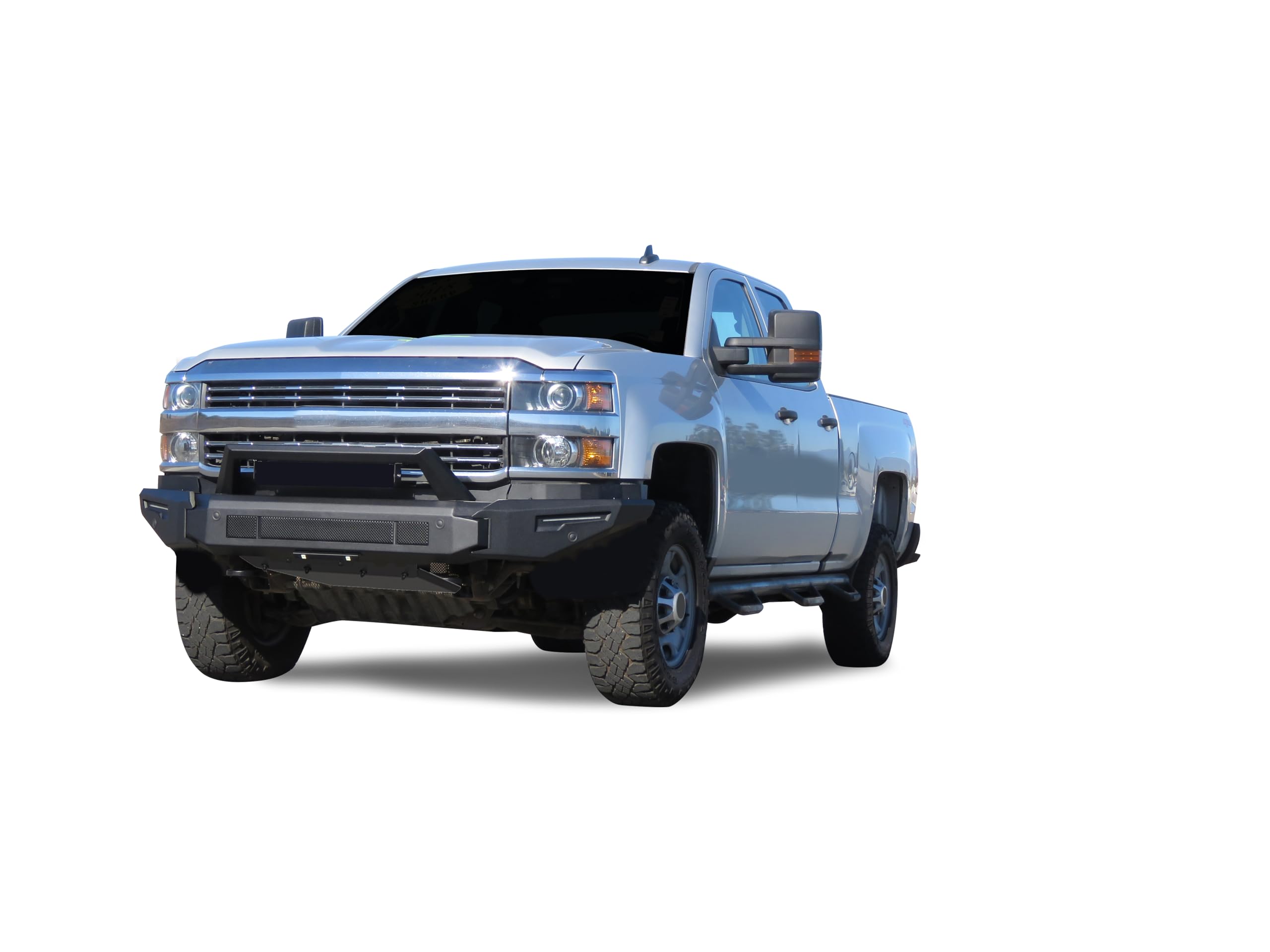 Heavy Duty Black Horse Armour II Modular Front Bumper Matte Black Compatible with 2015-2019 Chevrolet Silverado 2500 HD|2015-2019 Chevrolet Silverado 3500 HD-AFB-SI35
