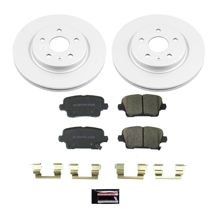 Power Stop Z17 Rear Coated Rotor Kit-Coated Brake Rotors, Ceramic Brake Pads For Buick Envision 2021-2022, XT4 Cadillac 2019-2021 [Model Specific]