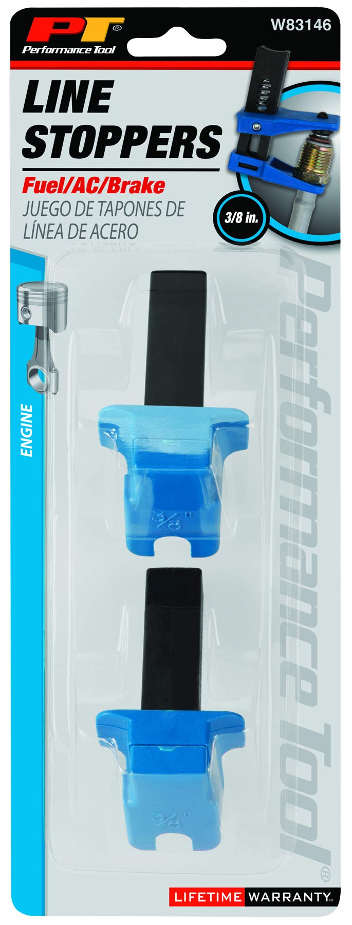 Fluid Line Stopper Kit Performance Tool W83146 - Prevent Leaks When Working on Vehicles - Includes 2 Stoppers for 3/8 in. ID Lines