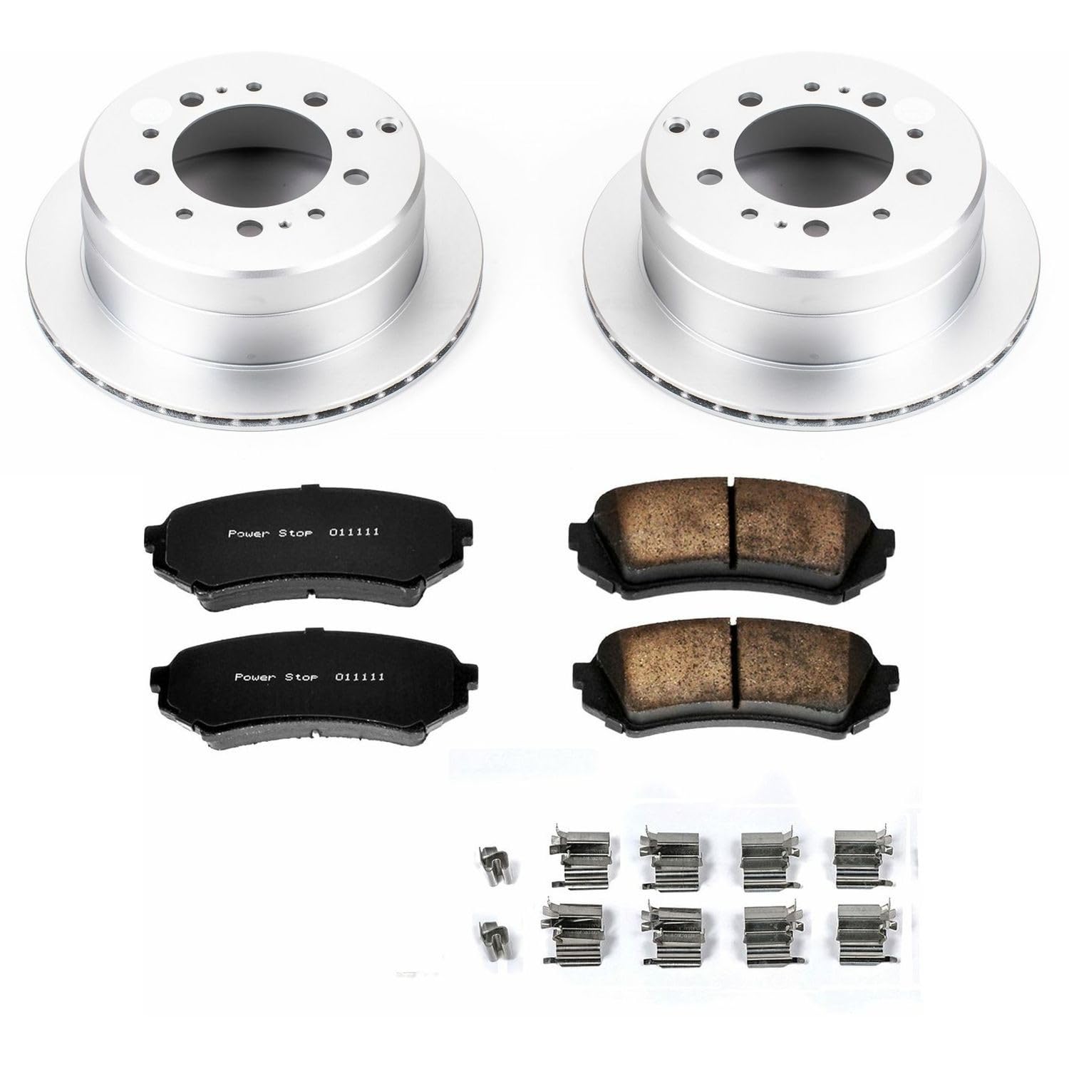 Power Stop CRK1134 Brake Rotor Coated & Ceramic Brake Pads- rear For Lexus LX470 1998-2007, Toyota Land Cruiser 1998-2007 [Model Specific]