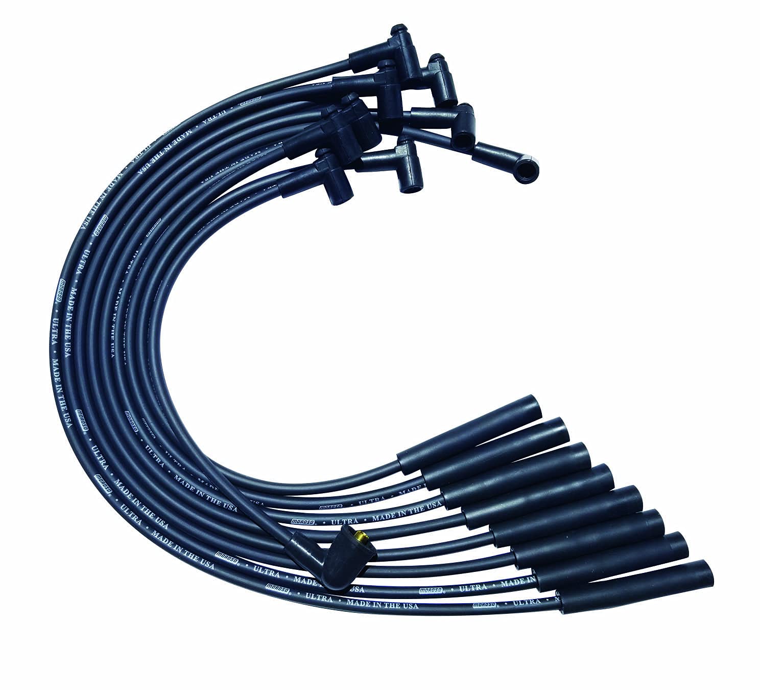 Moroso Ultra Series Black Spark Plug Wires, Chrysler Mopar, 273/318/340/360, Straight Plug Ends, HEI Distributor
