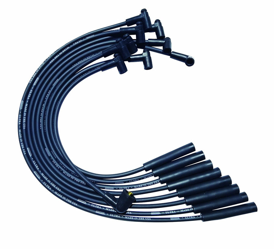 Moroso Ultra Series Black Spark Plug Wires, Chrysler Mopar, 273/318/340/360, Straight Plug Ends, HEI Distributor