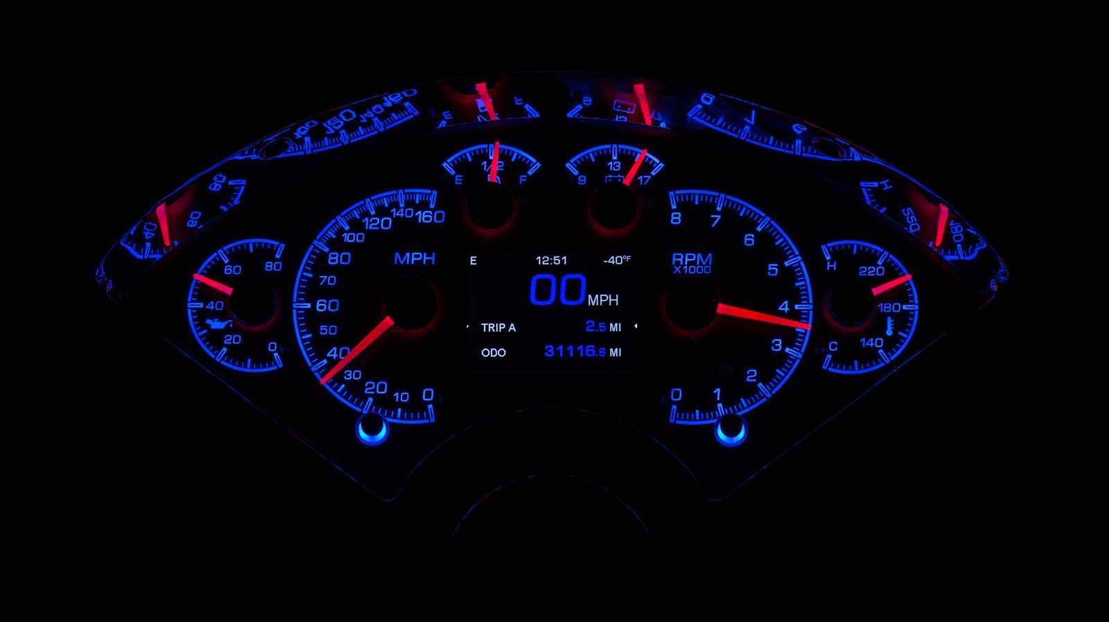 Dakota Digital 55-56 Chevy Customizable Gauge Kit Silver Alloy HDX-55C-S