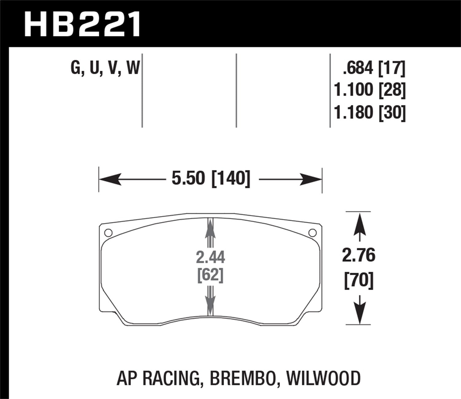 Brake Pads Hawk Performance HB221W1.18