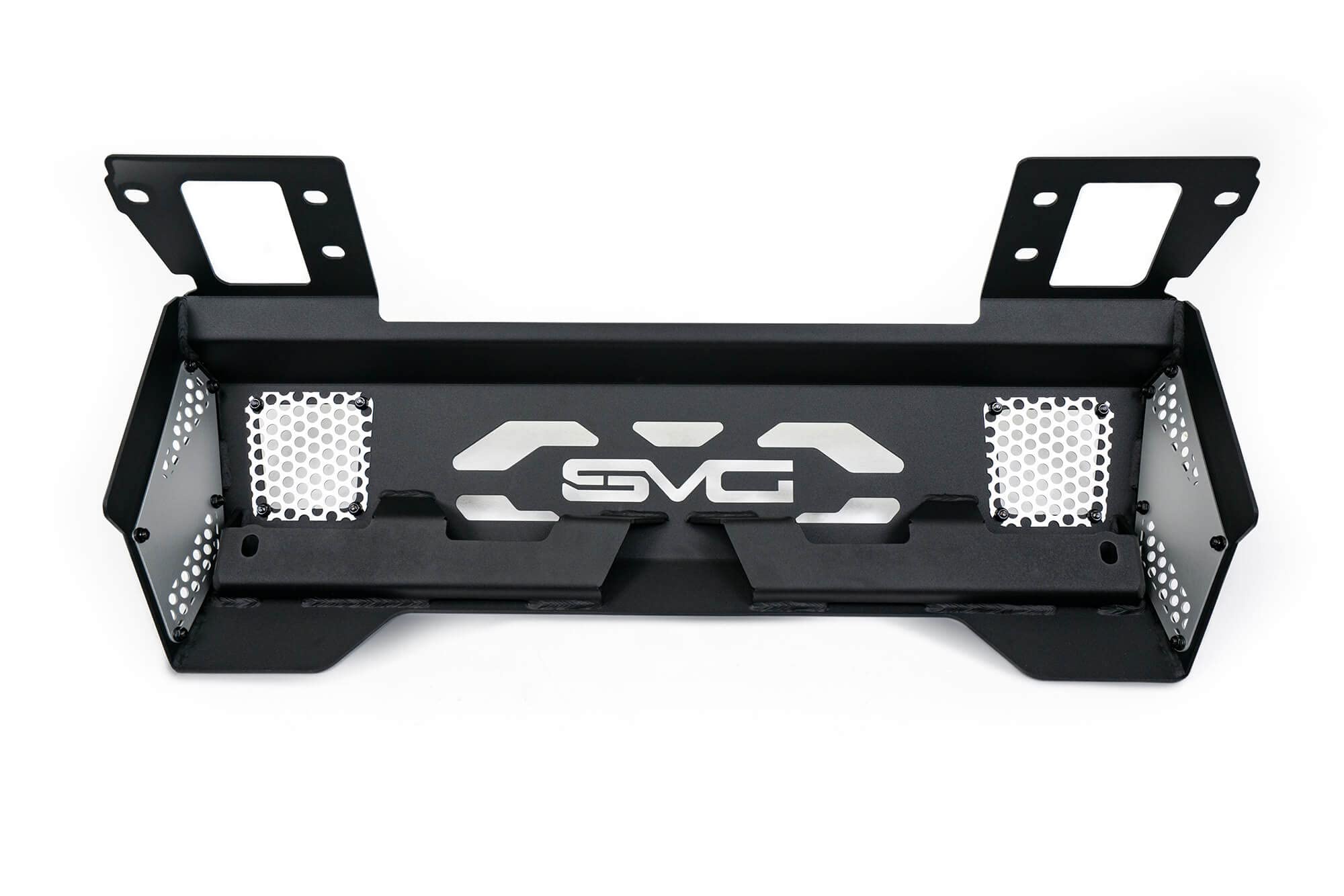 Steel Front Skid Plate DV8 Offroad for 2021-2025 Ford Bronco | Protects Front Underbody | Paintable Aluminum Inserts | Bolt-on Installation | Black Finish