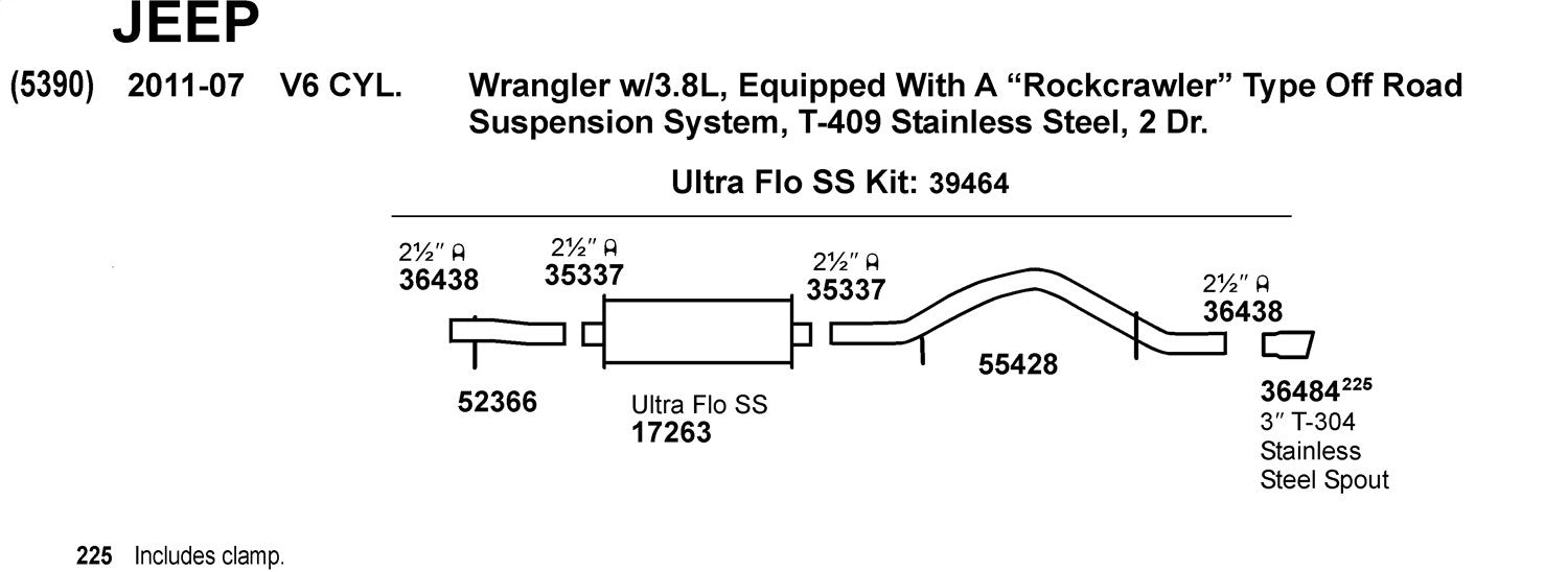 Exhaust Tail Pipe Dynomax 55428 for Jeep Wrangler
