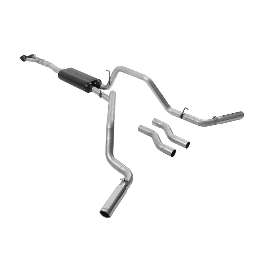 American Thunder Flowmaster 17470 Cat-Back Exhaust Kit Dual 2.5 Inch Aluminized Steel 3 Inch Stainless Steel Tips Compatible with 1996-1999 Chevy Silverado, GMC Sierra 1500 5.7L Extended Cab Short Bed