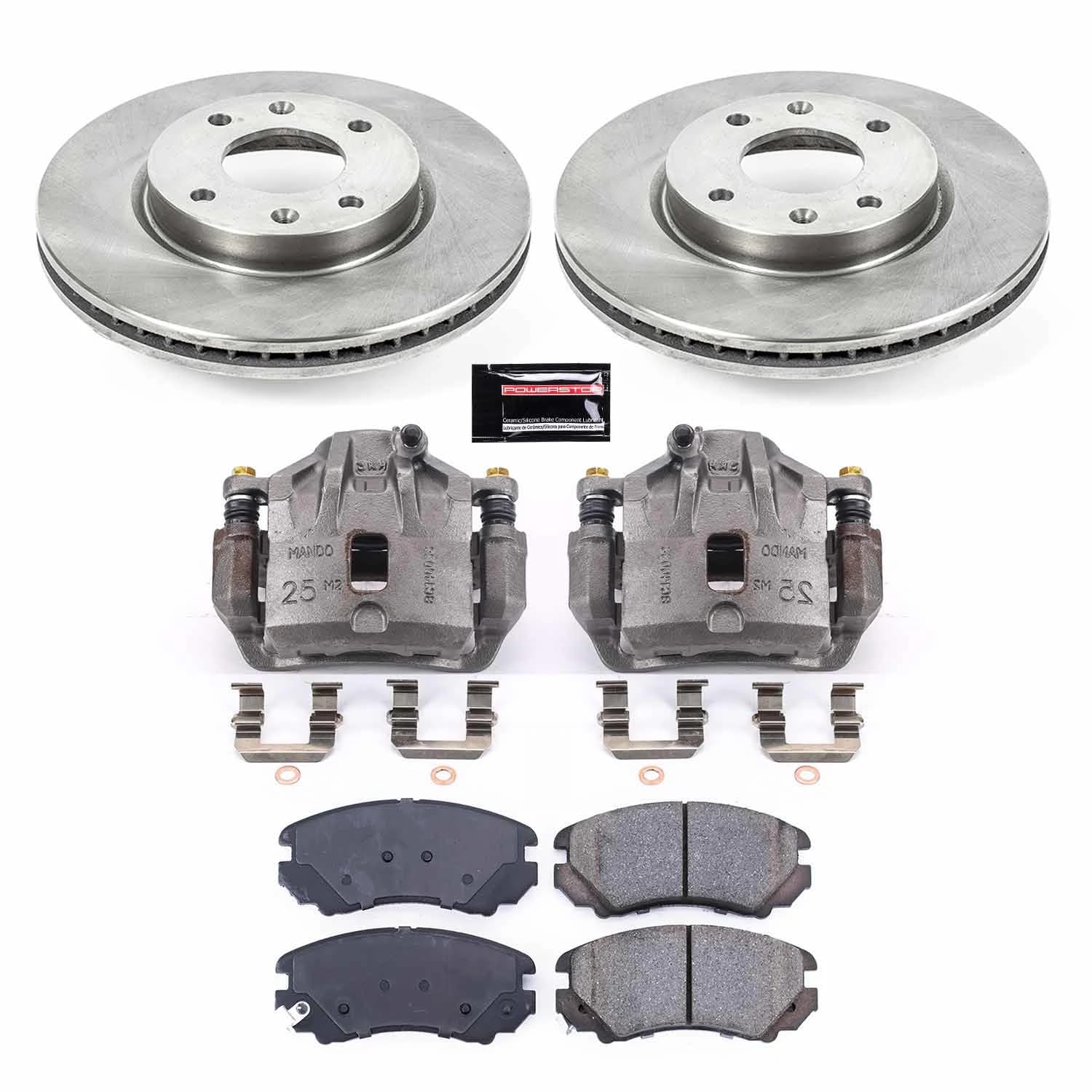 Power Stop KCOE5290A Replacement Autospeciality Front Caliper Kit- OE Rotors, Ceramic Brake Pads, Calipers For Hyundai Sonata 2003-2005, Kia Optima 2002-2006 [Model Specific]