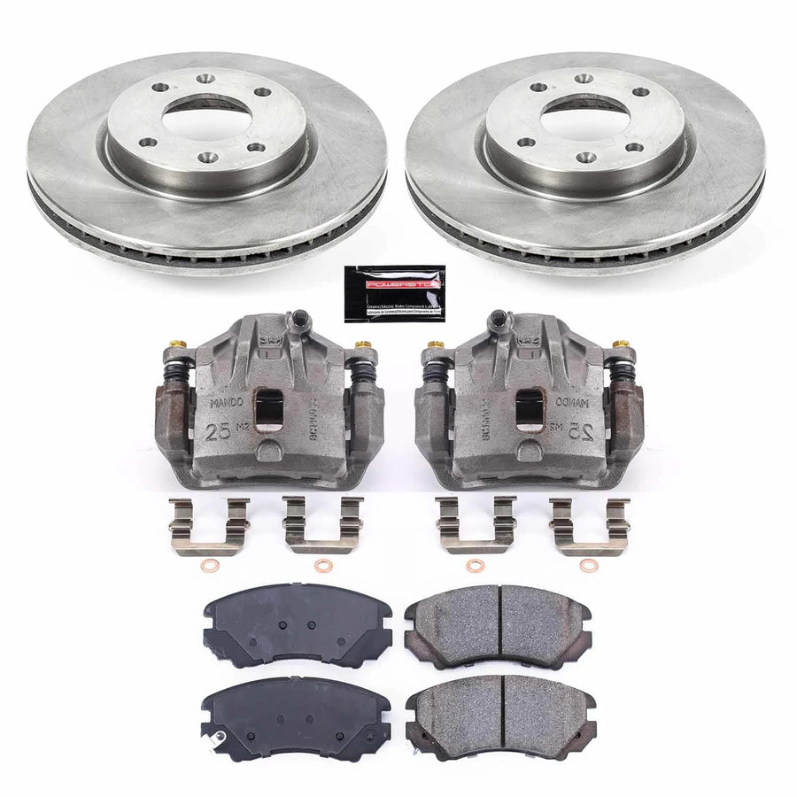 Power Stop KCOE5290A Replacement Autospeciality Front Caliper Kit- OE Rotors, Ceramic Brake Pads, Calipers For Hyundai Sonata 2003-2005, Kia Optima 2002-2006 [Model Specific]