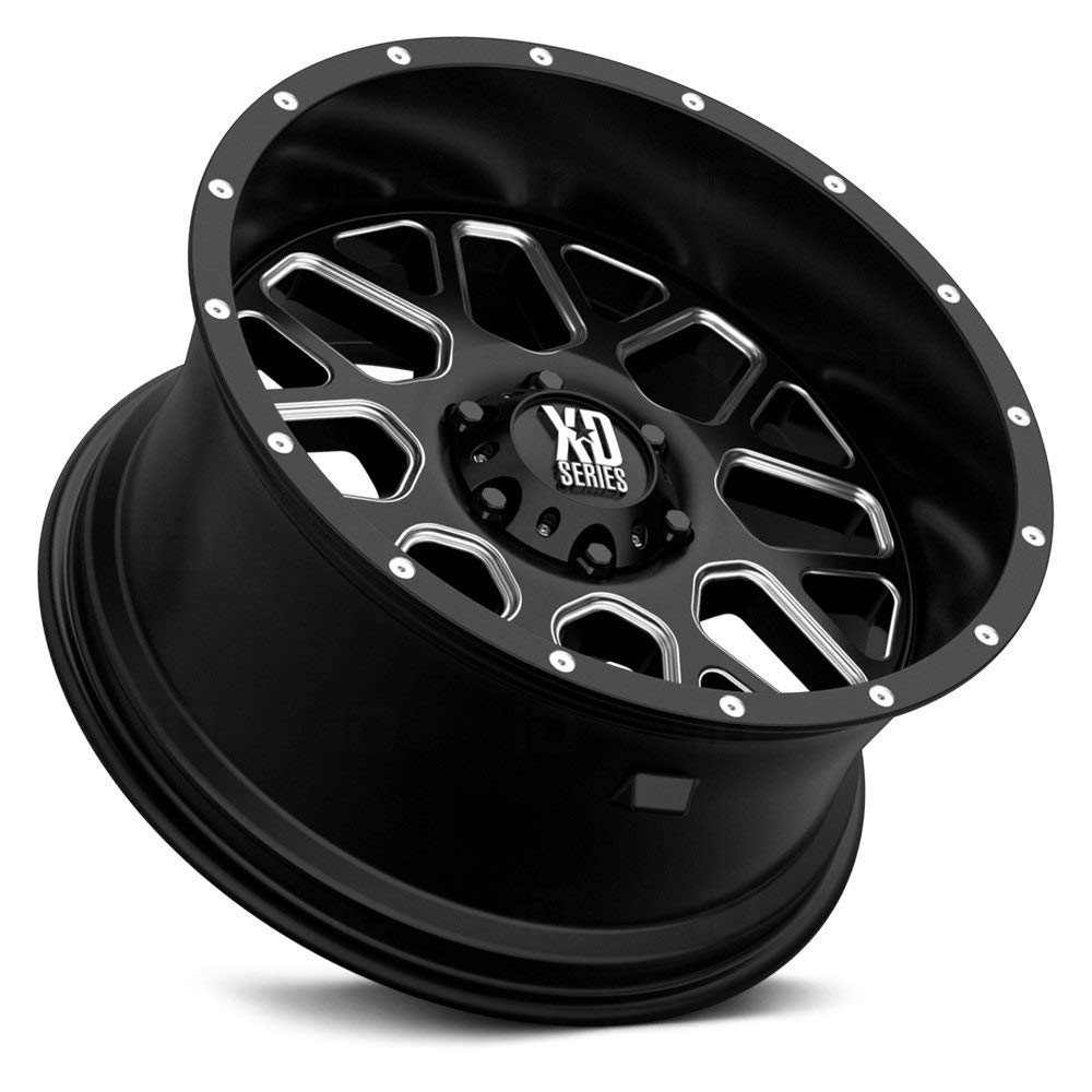 XD Wheels Xd820 Satin Black Milled Grenade Wheel with Alloy Steel (18 x 9. inches /6 x 87 mm, -12 mm Offset)
