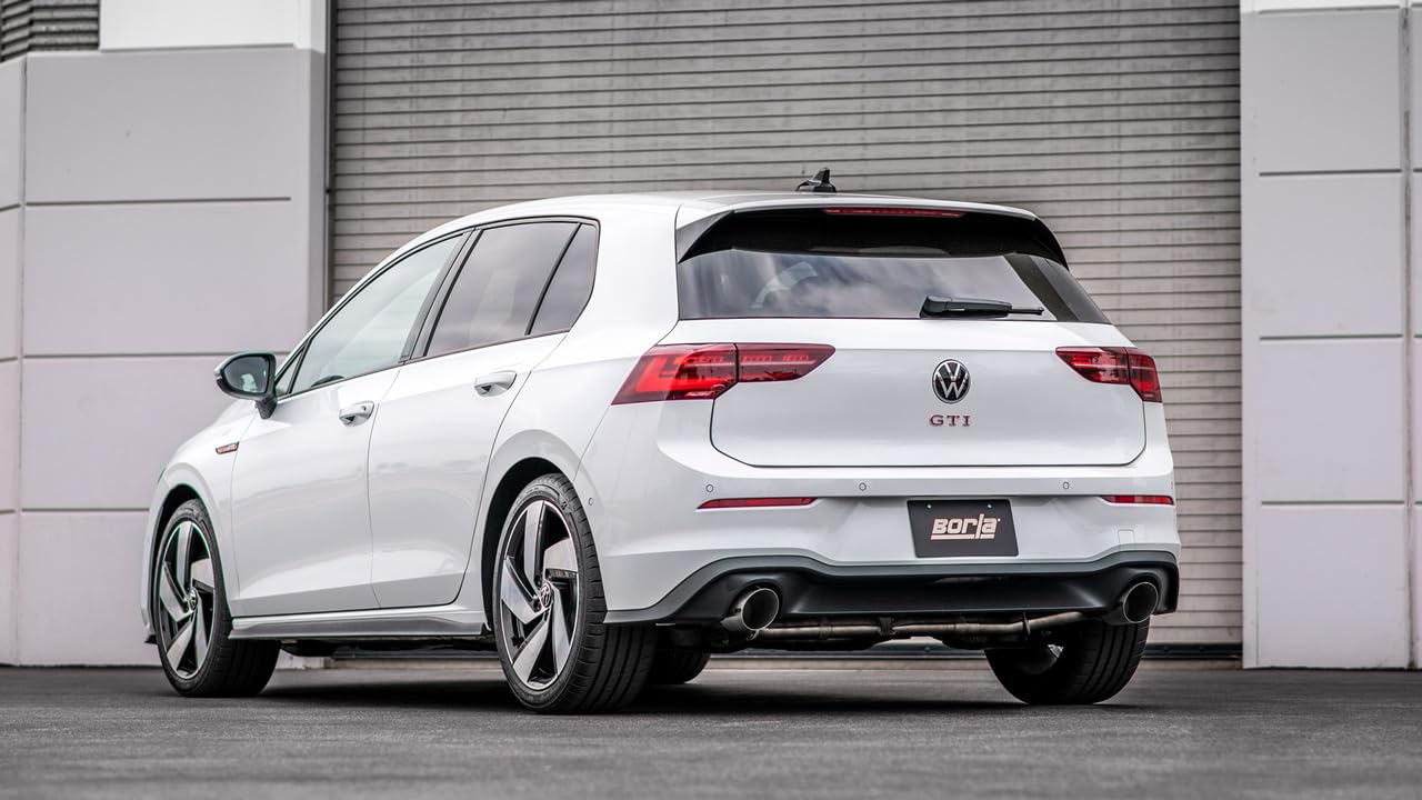 BORLA Cat-Back 140883SB Performance Exhaust System for 2022-2023 Volkswagen GTI MK8 2.0L 4 Cyl. Dual Shift Gearbox Dual Clutch Automatic (DSG)/ Manual Transmission Front Wheel Drive 4 Door Hatchback.
