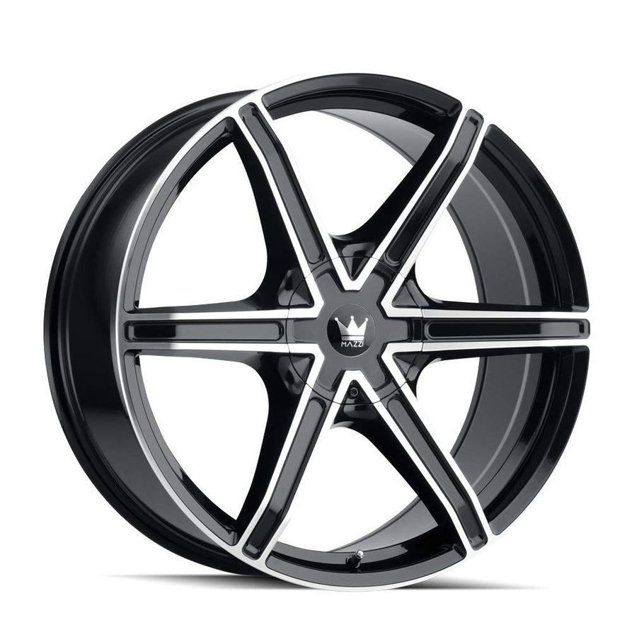 Stilts 371 MAZZI Black/Machined Face 24X9.5 6-135/6-139.7 30mm 106mm Wheel with Painted (0 x 9.5 inches /6 x 135 mm, 30 mm Offset)