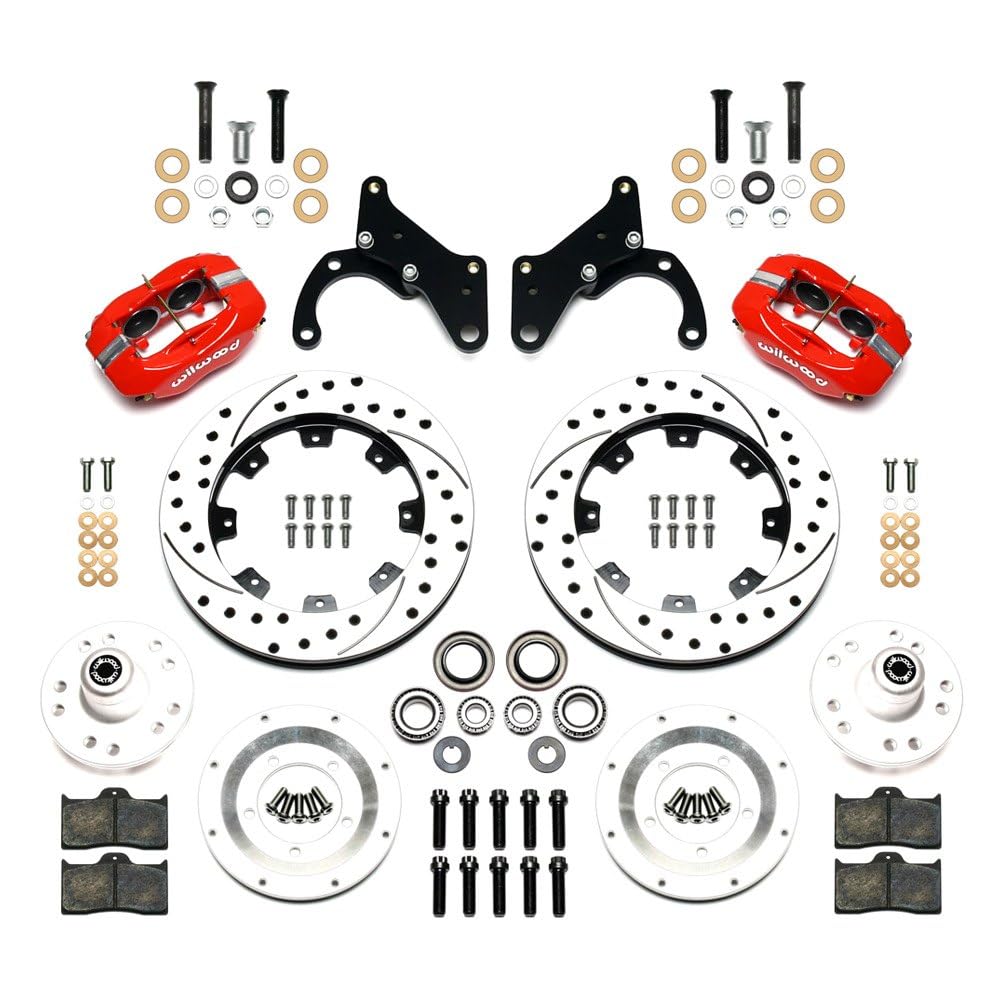 FDL Front Kit, WILWOOD 140-12045-DR 12.19", Drilled, Red 69-70 Impala Drum/Disc, 69-82 Vette