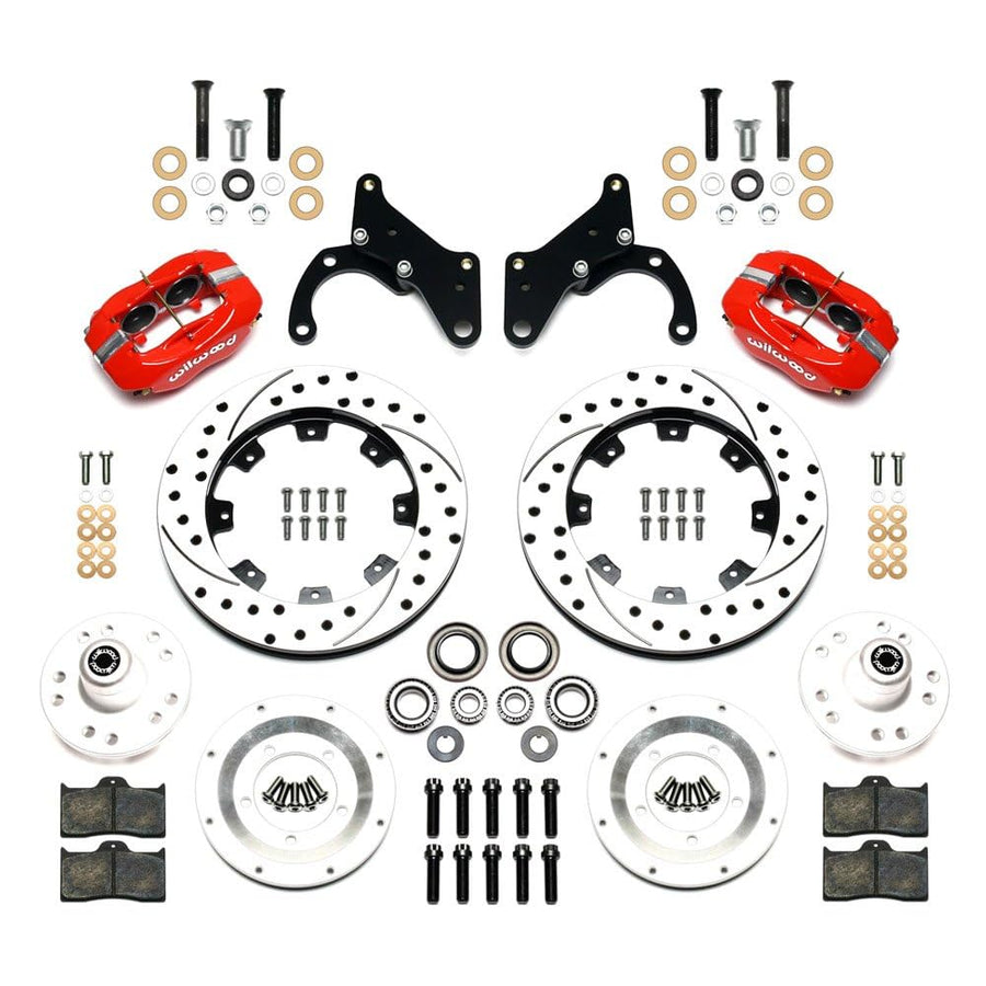 FDL Front Kit, WILWOOD 140-12045-DR 12.19", Drilled, Red 69-70 Impala Drum/Disc, 69-82 Vette