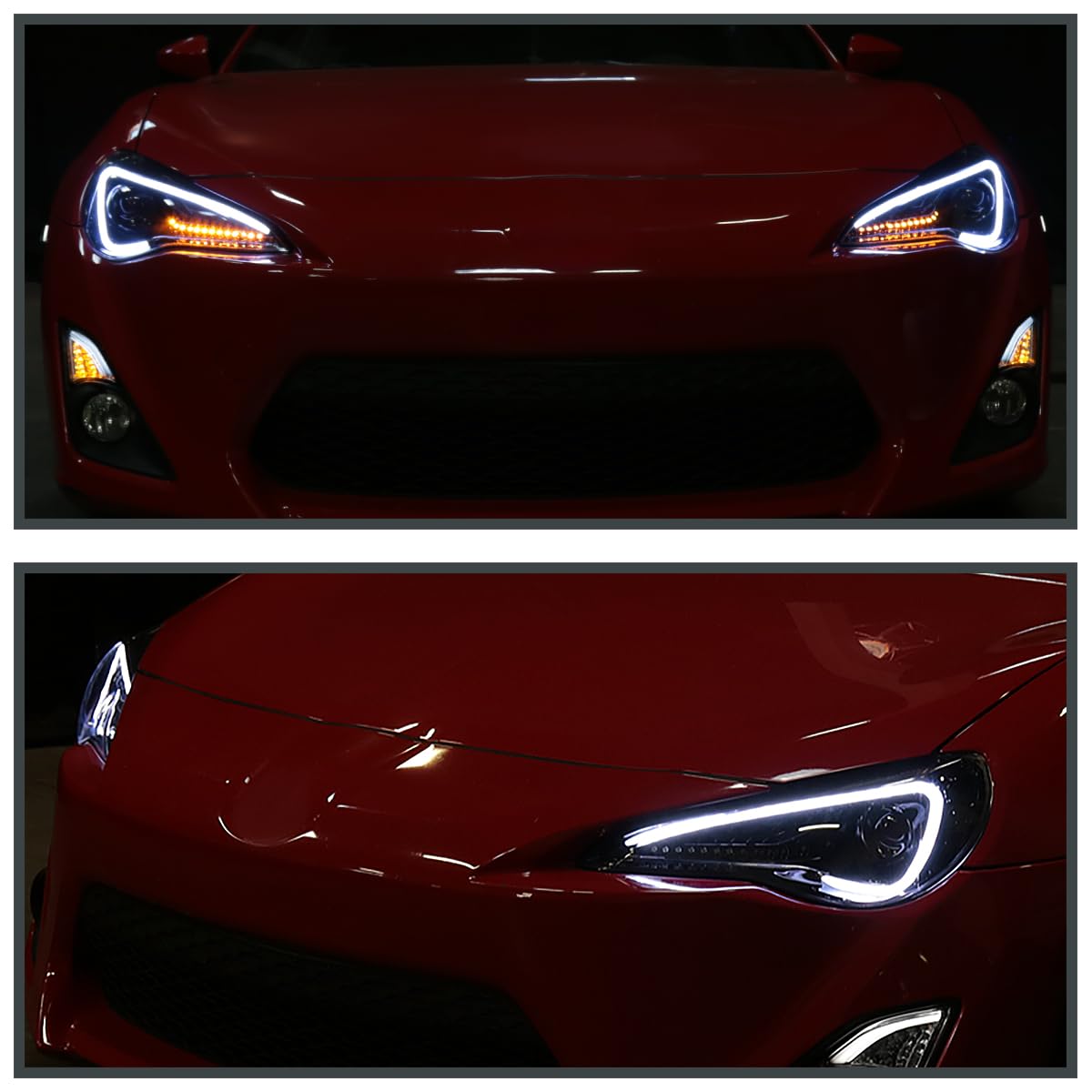 Jet Black SPEC-D TUNING Projector Headlights w/LED Signal Bar Compatible with 2013-16 Scion FR-S with Factory Halogen Headlight Models