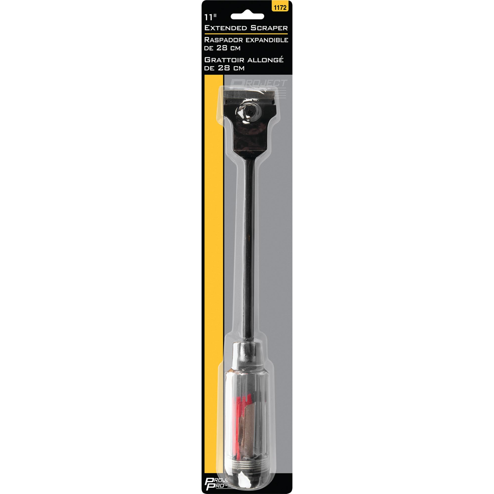 11 in. Performance Tool 1172 Multi-Purpose Extended Scraper, Includes Six Extra Blades, Storage in Handle